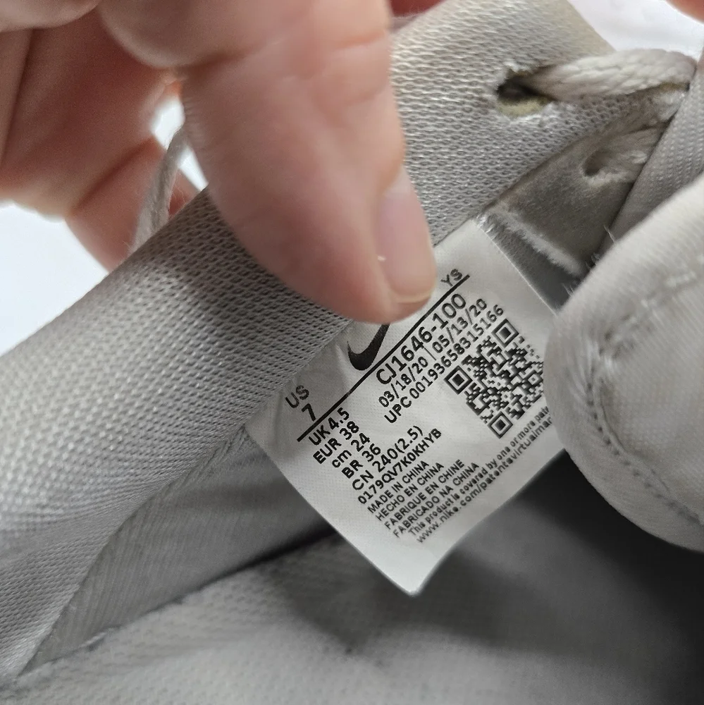 Nike | AF1's Low 'White Irisdescent Swoosh' tennis prep sporty sneakers | WMS 7 - Picture 6 of 14